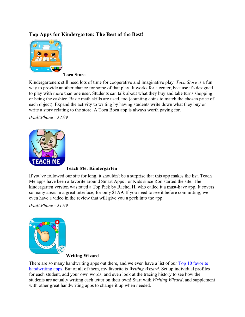 Top Apps for Kindergarten: the Best of the Best!