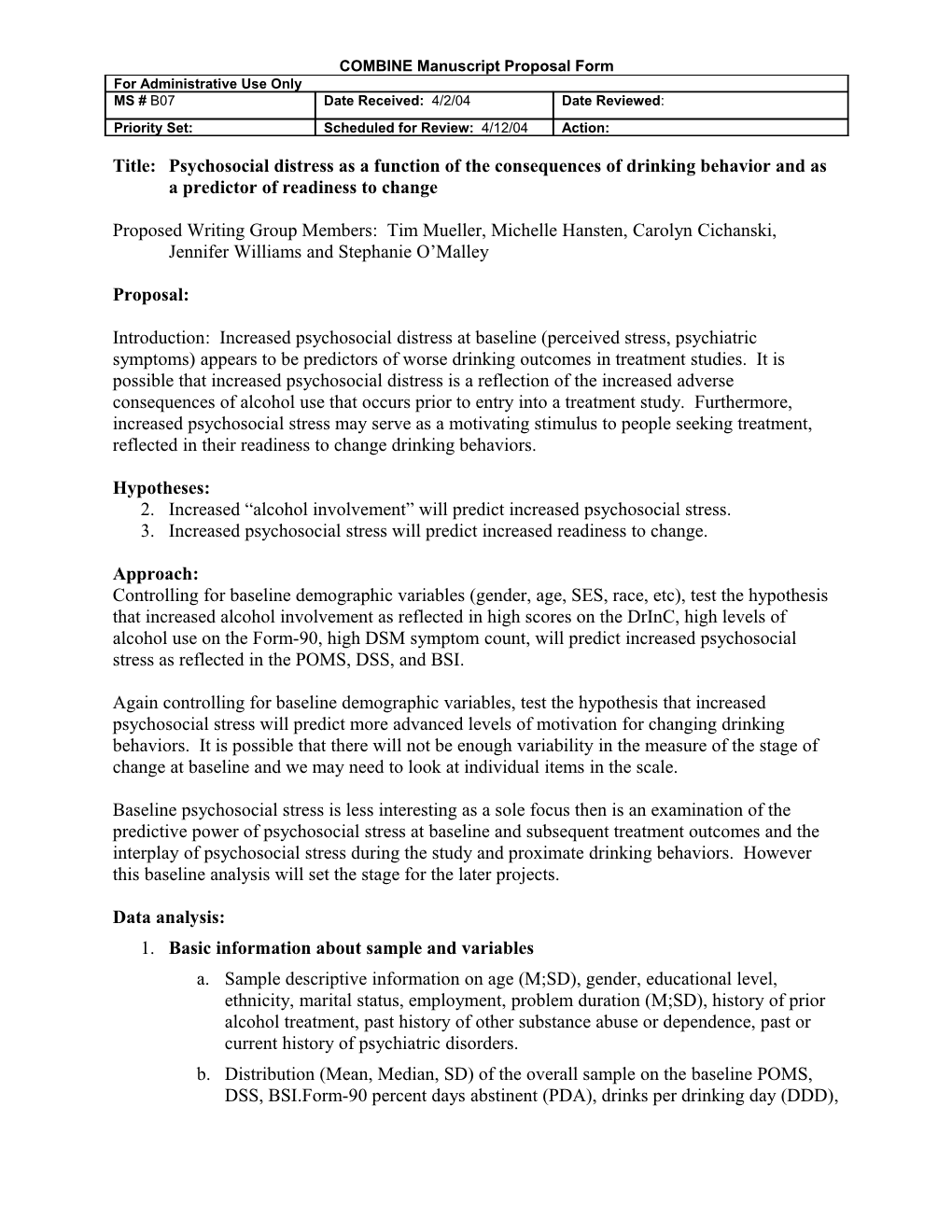 ENRICHD Manuscipt Proposal Form s2