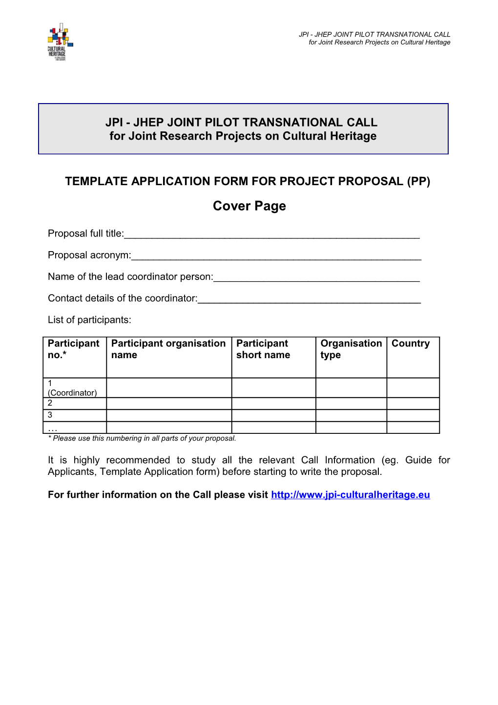 Jpi - Jhep Joint Pilot Transnational Call