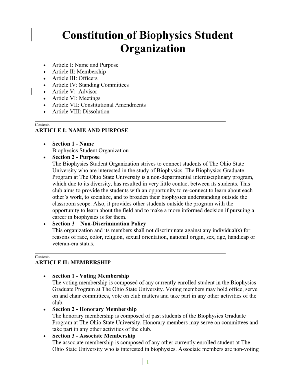 Constitution of Biophysics Student Organization