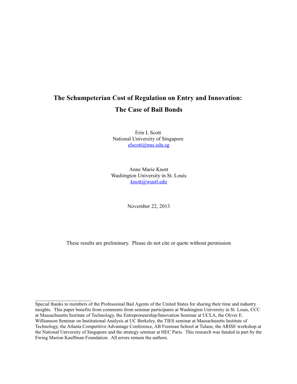 The Schumpeterian Cost of Regulation on Entry and Innovation
