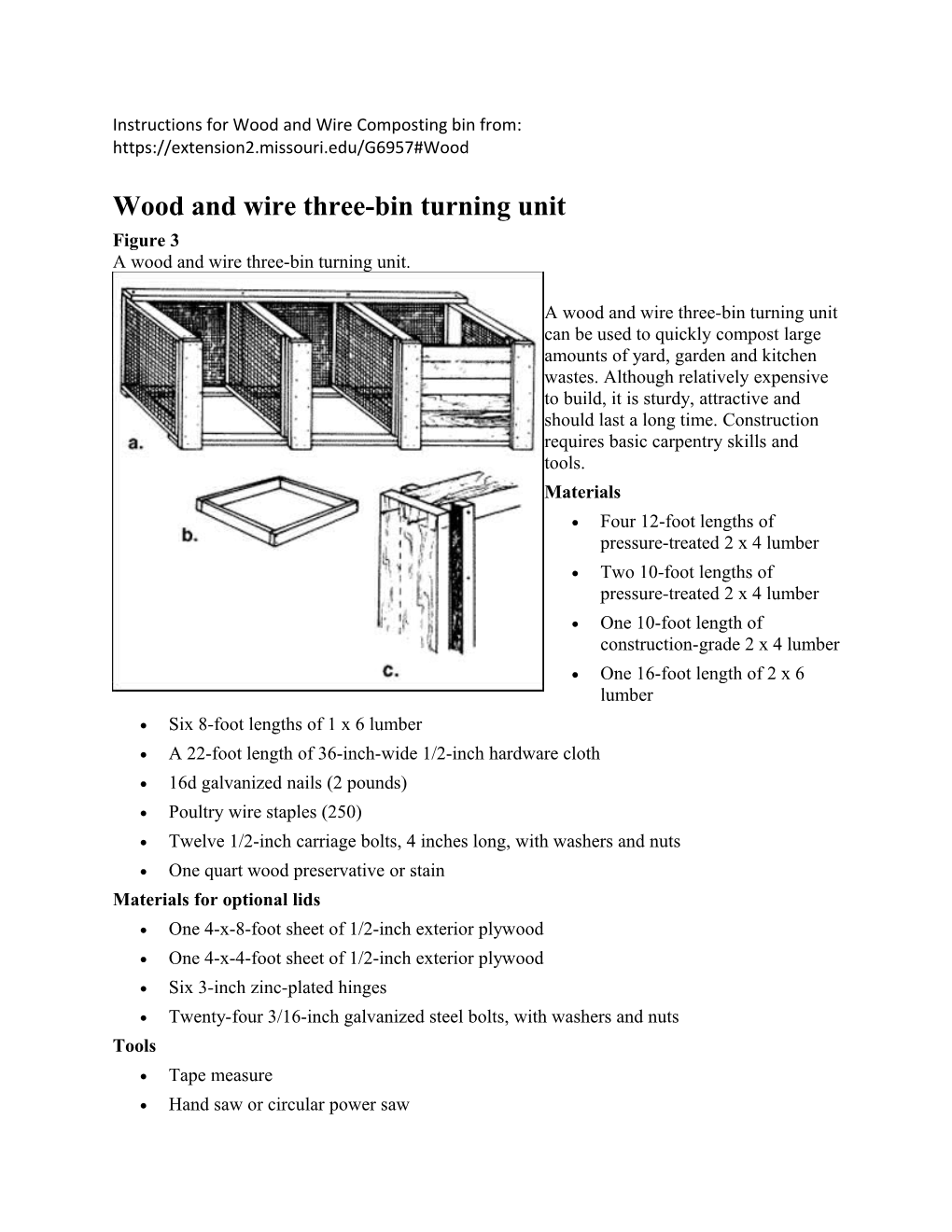 Instructions for Wood and Wire Composting Bin From