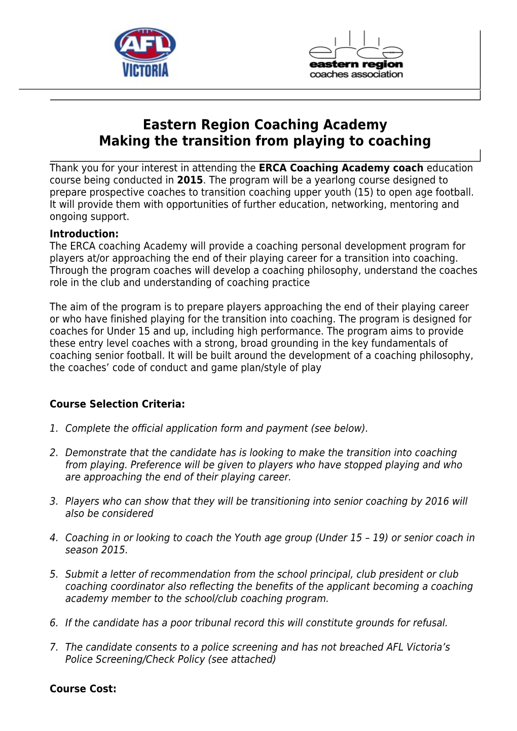 Eastern Region Coaching Academy