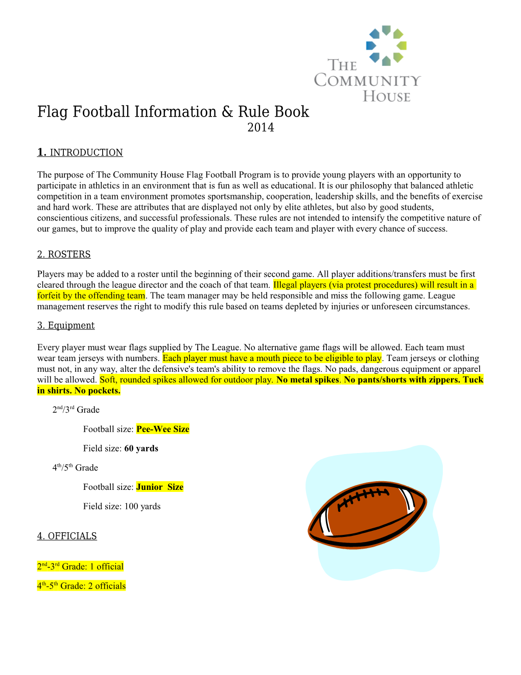 Flag Football Information & Rule Book