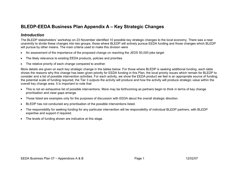 BLEDP-EEDA Business Plan Appendix A