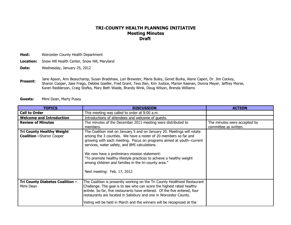 Tri-County Health Planning Initiative