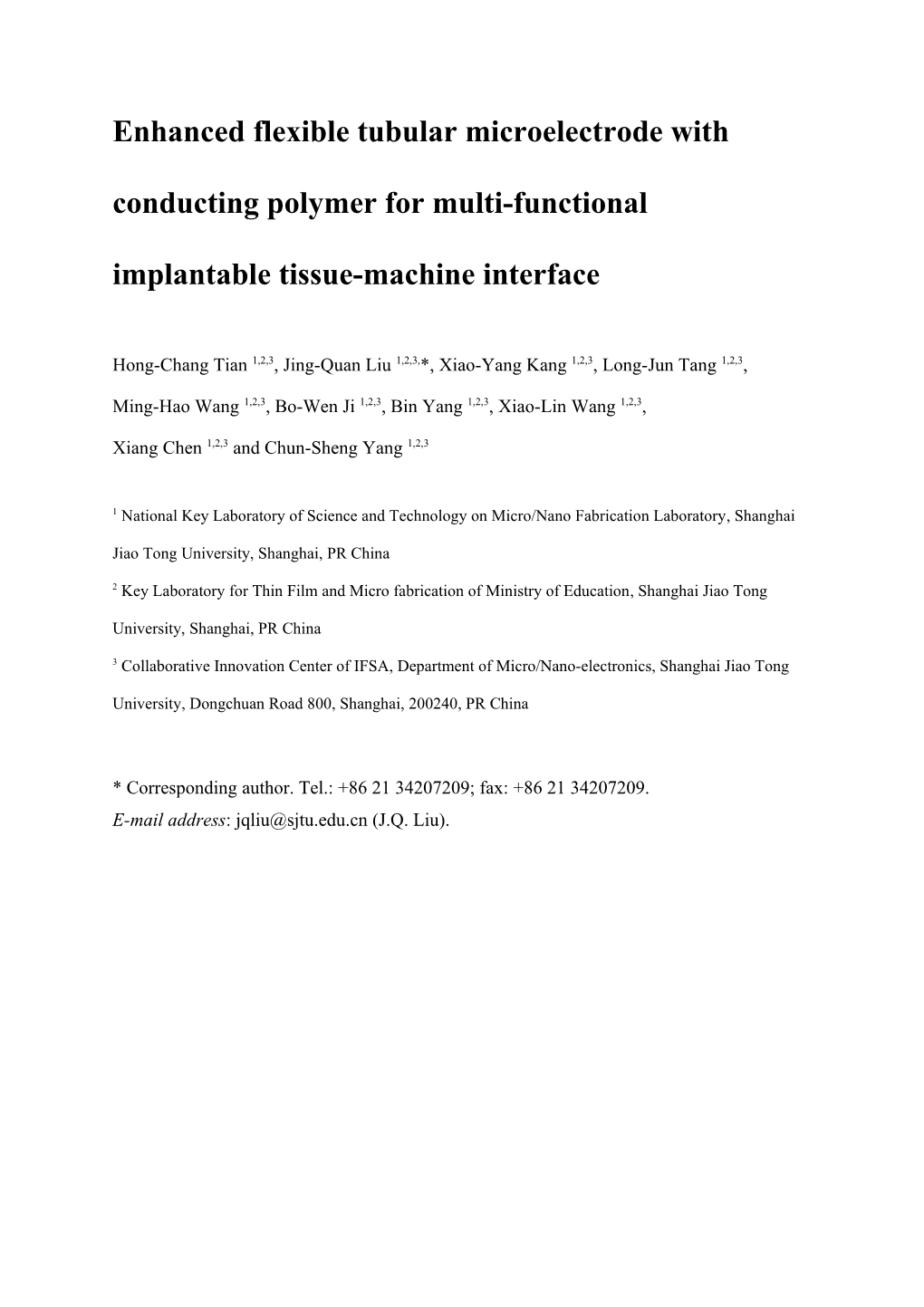 Enhanced Flexible Tubular Microelectrode with Conducting Polymer for Multi-Functional