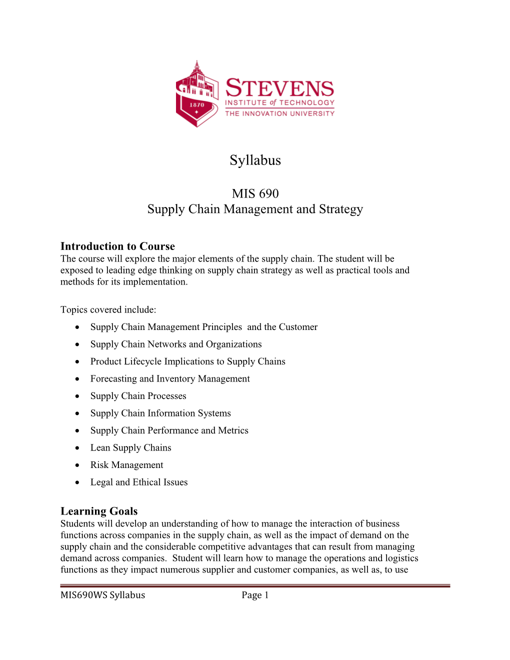 Stevens Institute of Technology s1