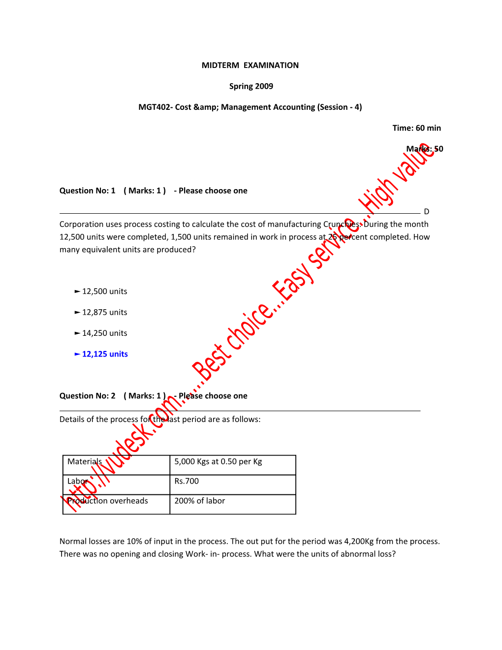 MGT402- Cost &amp; Management Accounting (Session - 4)