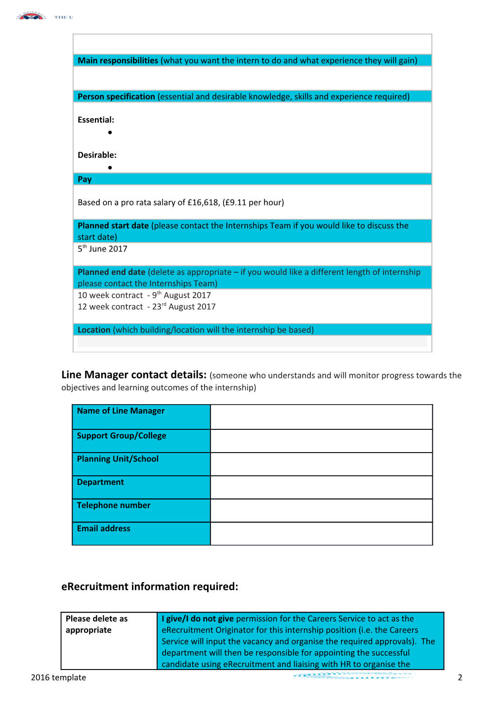 Internship Scoping Template ( Check out Talentscotland for Guidelines)