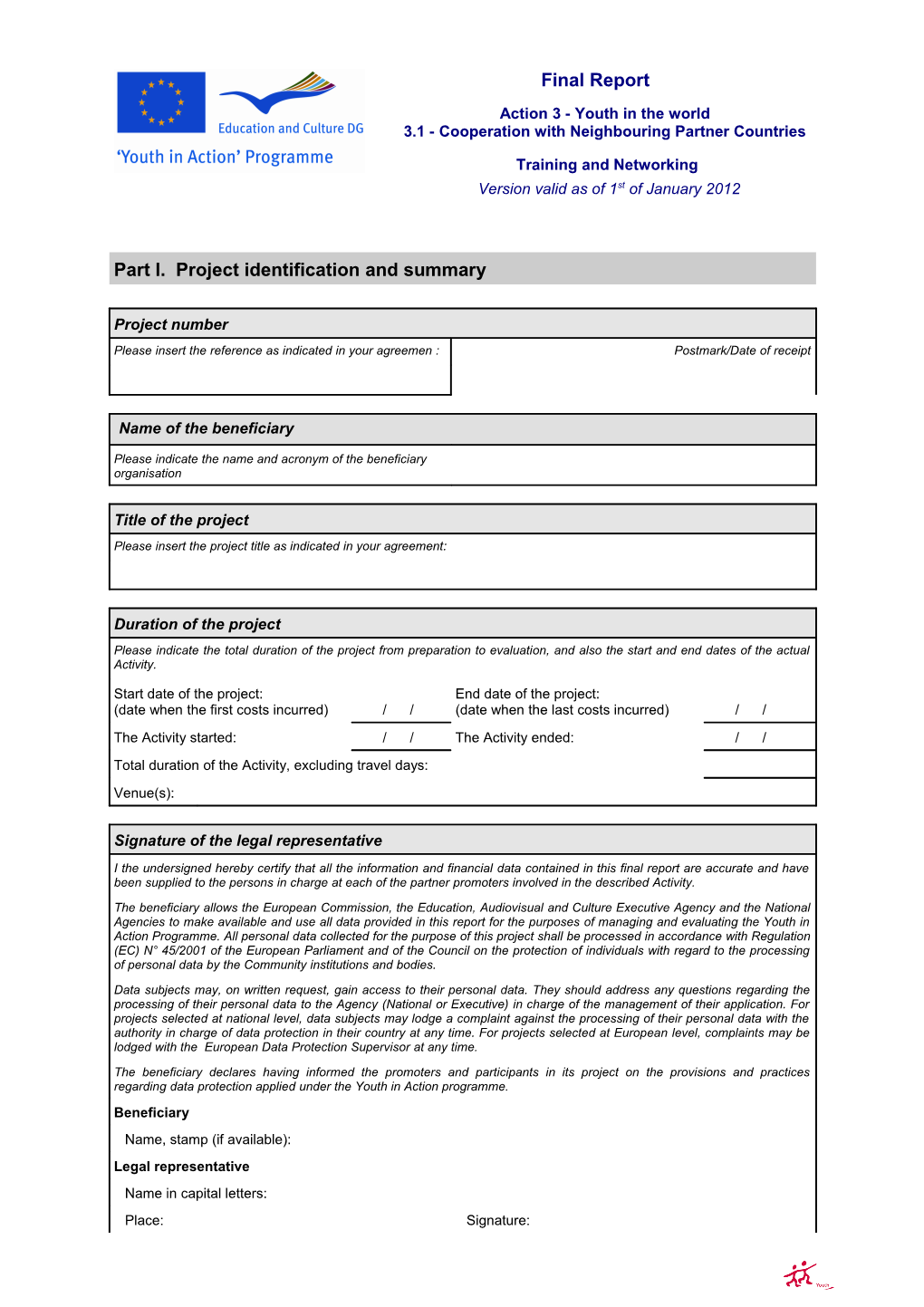 Youth in Action Programme Sub-Action 3.1 - Training and Networking Page 1