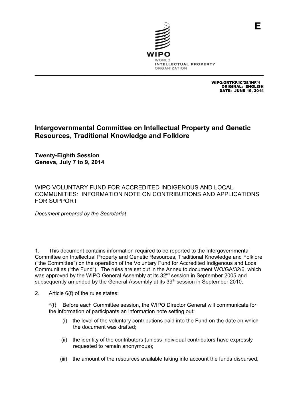 Intergovernmental Committee on Intellectual Property and Genetic Resources, Traditional s1