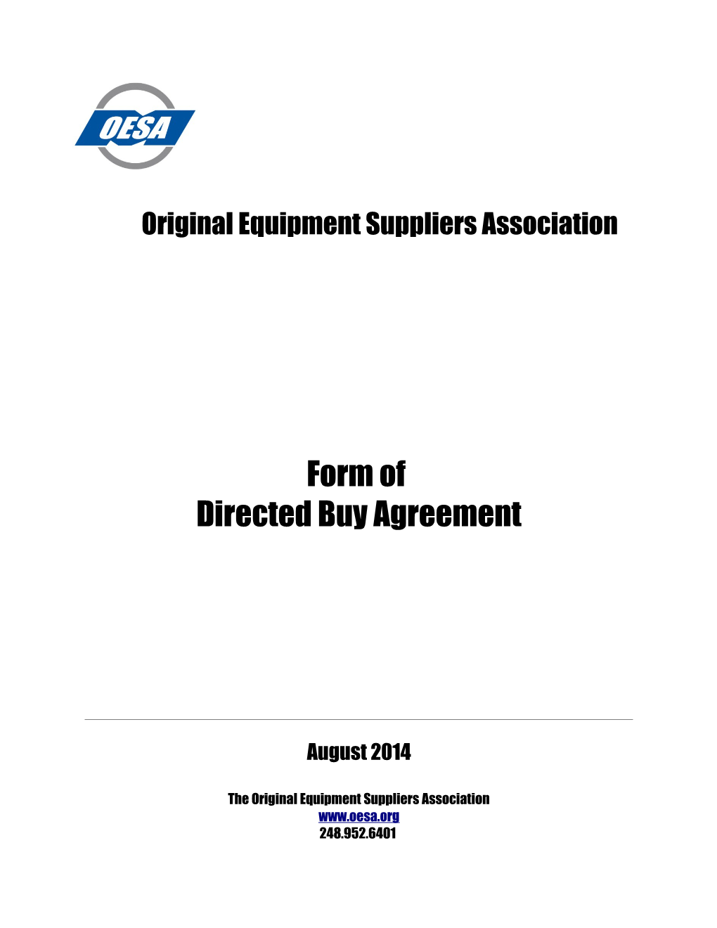 OESA FORM of DIRECTED BUY AGREEMENT August 2014