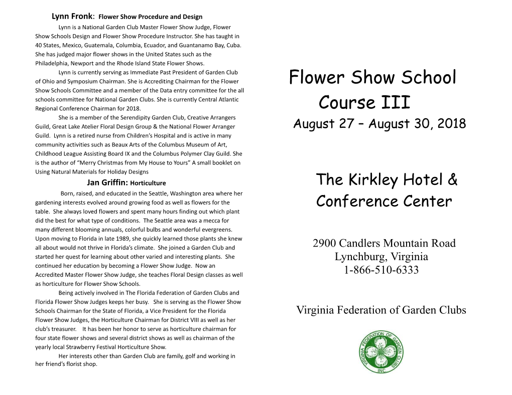 Lynn Fronk: Flower Show Procedure and Design