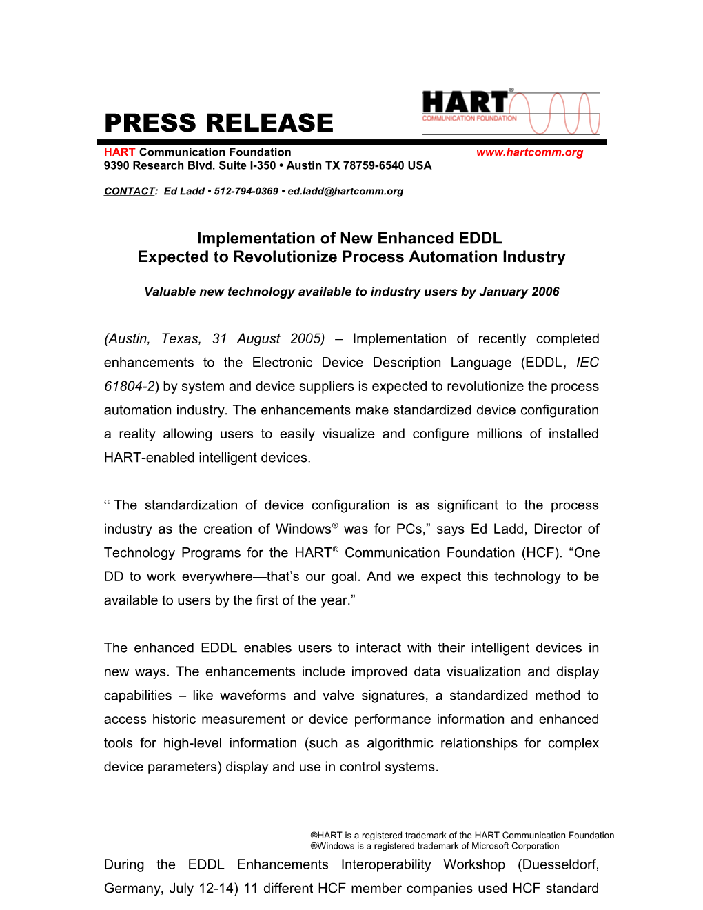 HCF Press Release