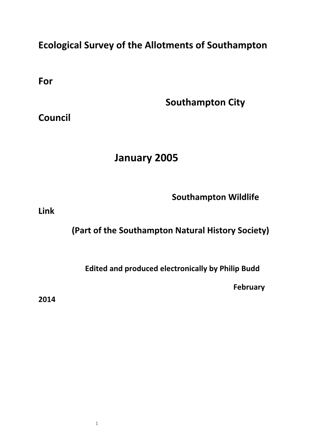 Ecological Survey of the Allotments of Southampton