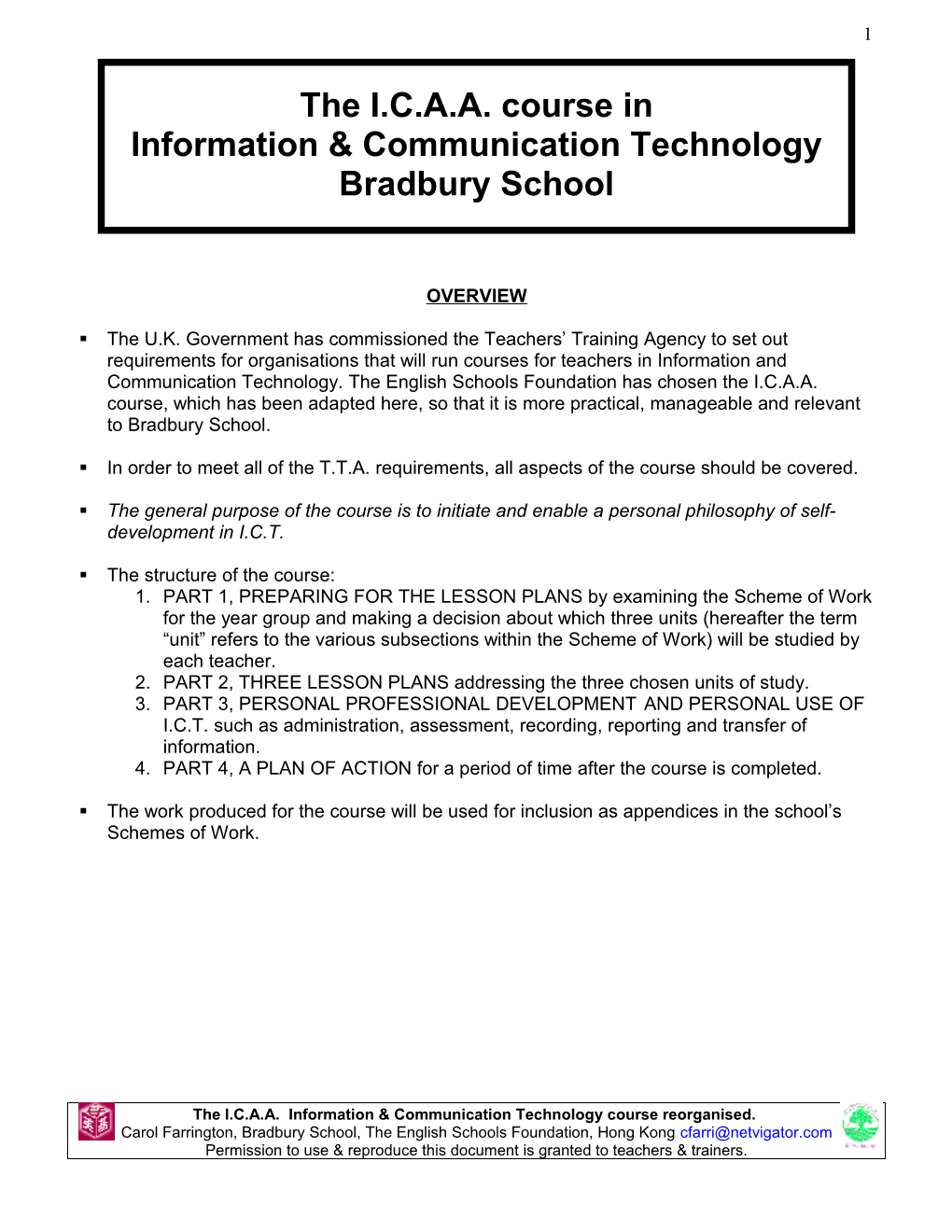 Information & Communication Technology Bradbury School