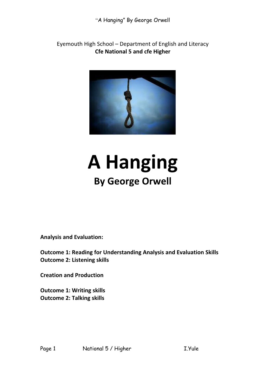 A Hanging by George Orwell