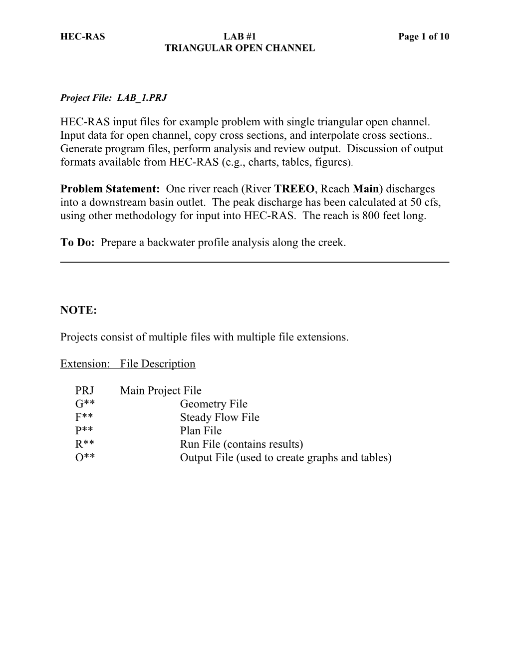 Lab # 5 - HEC-RAS