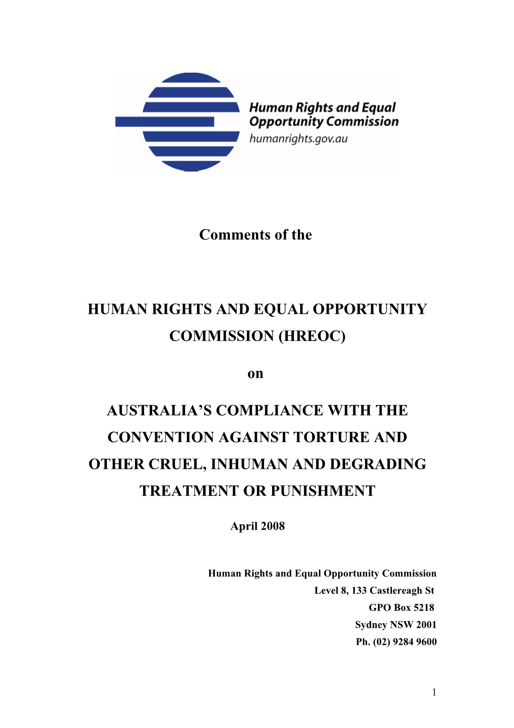 Human Rights and Equal Opportunity Commission (Hreoc)