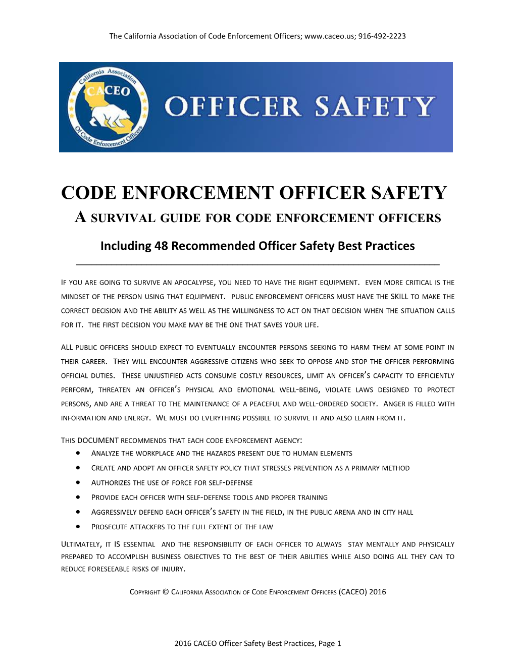 Code Enforcement Officer Safety
