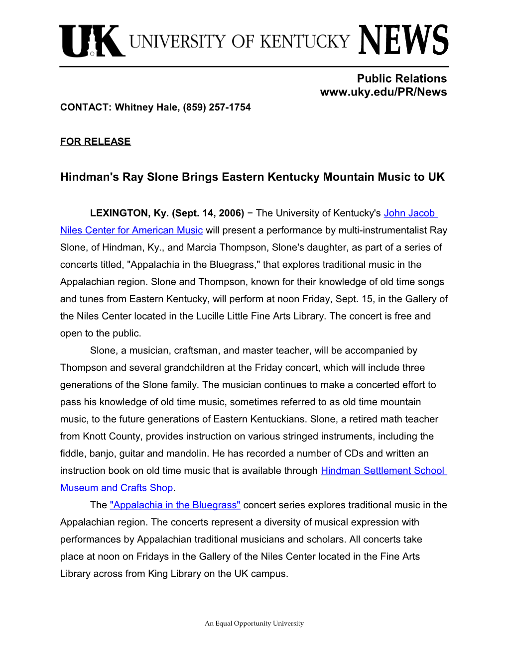 Hindman's Ray Slone Brings Eastern Kentucky Mountain Music to UK