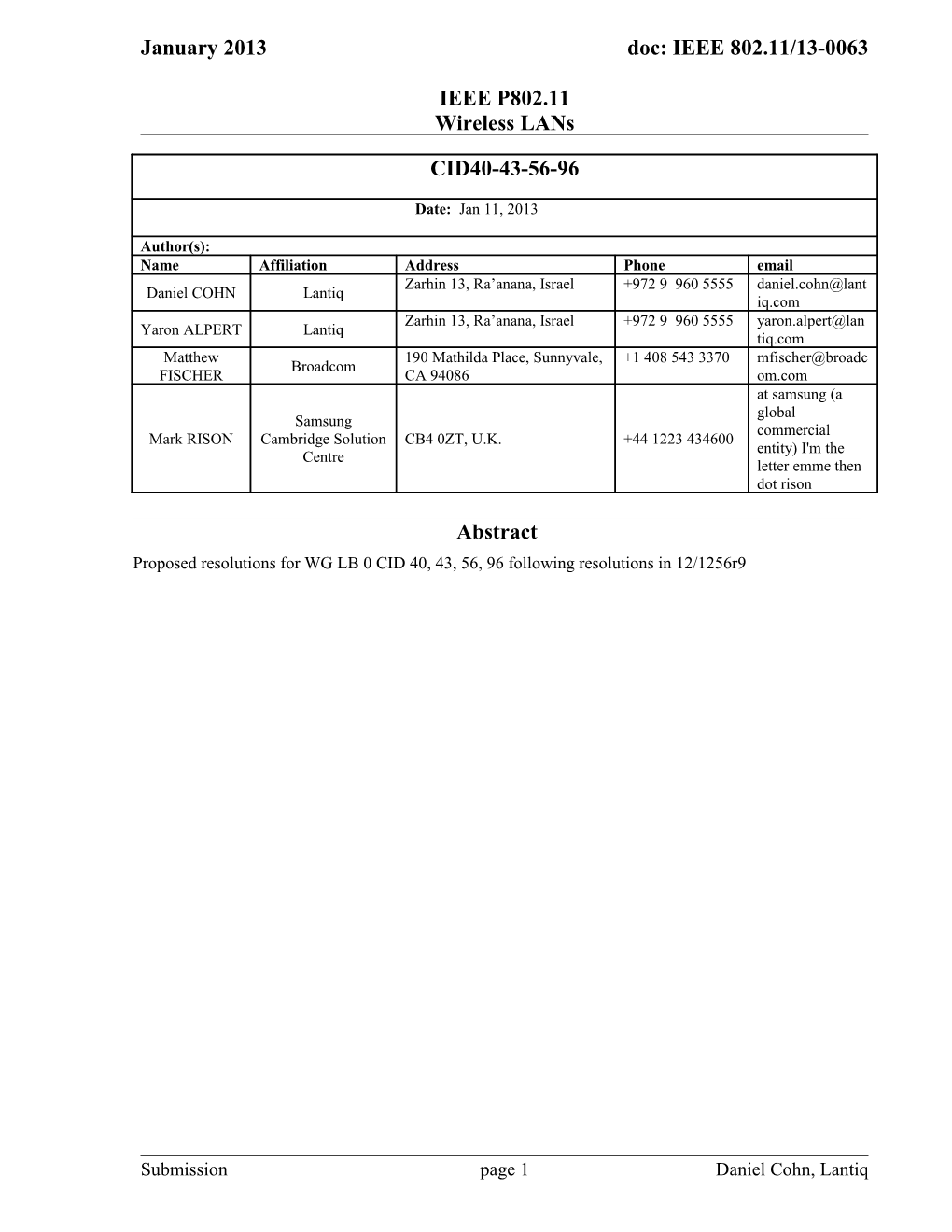 IEEE P802.11 Wireless Lans s144