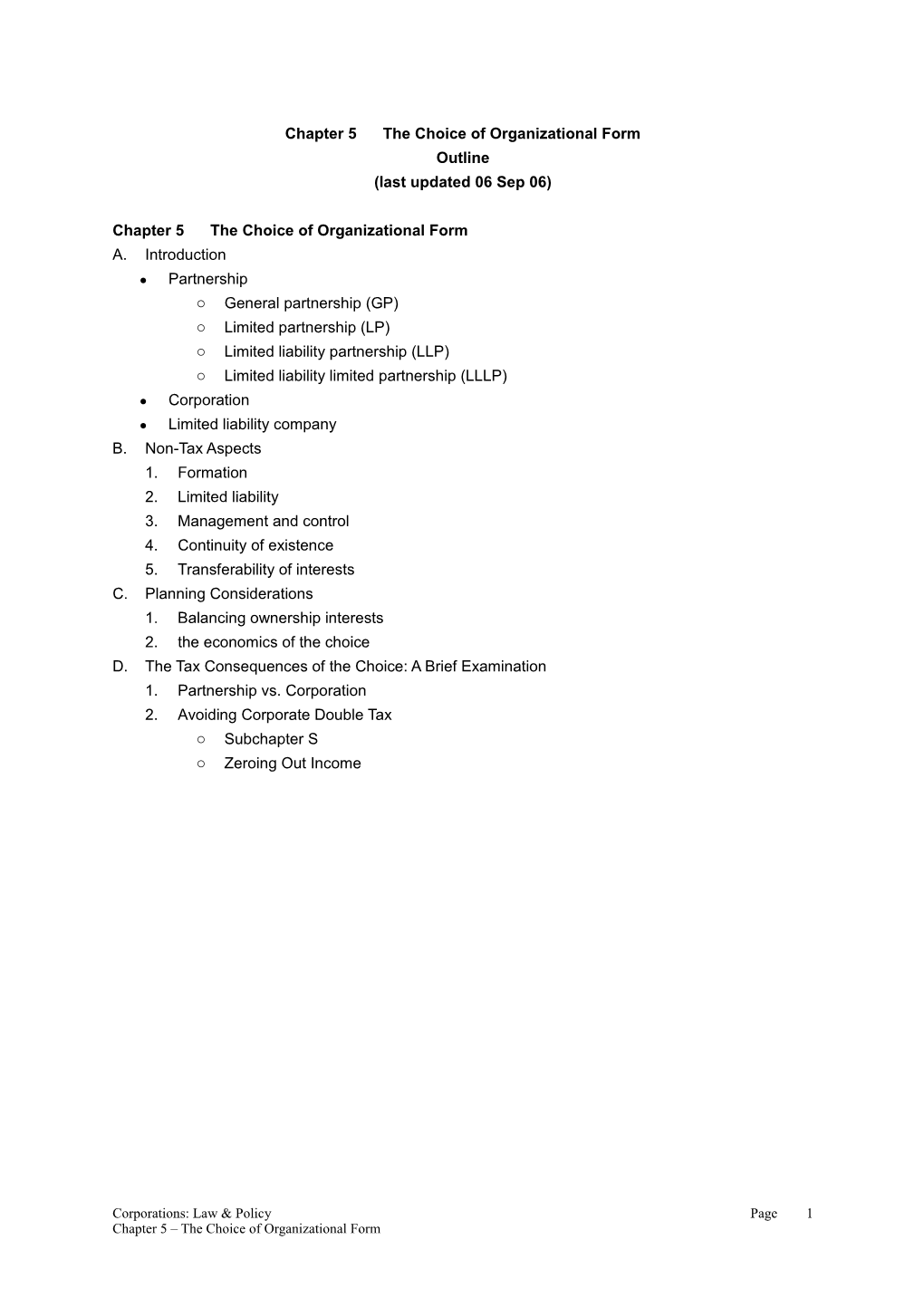 Chapter 5 the Choice of Organizational Form