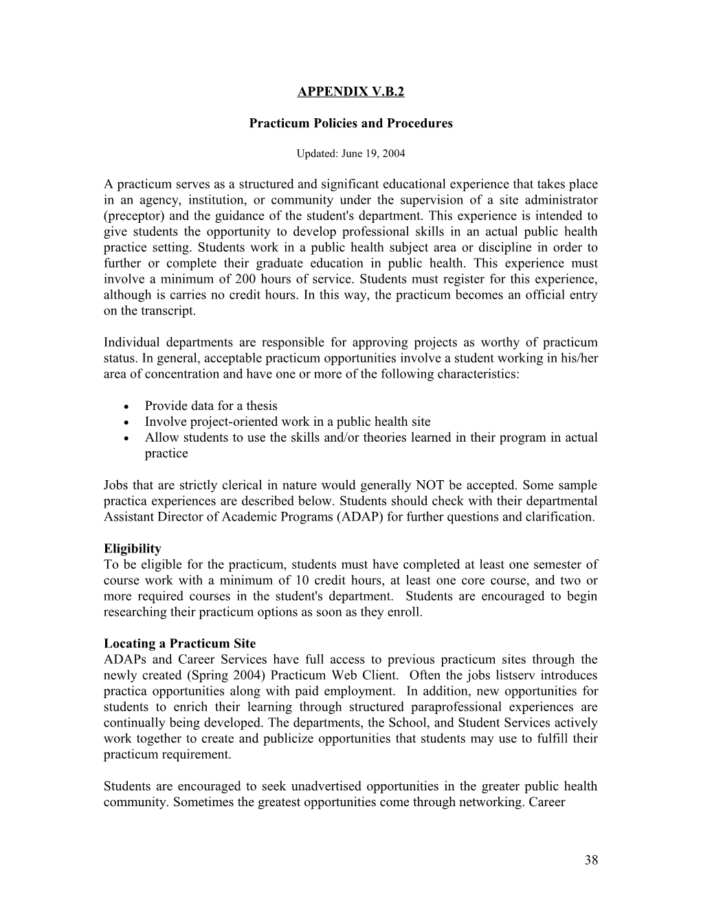 Practicum Policies and Procedures