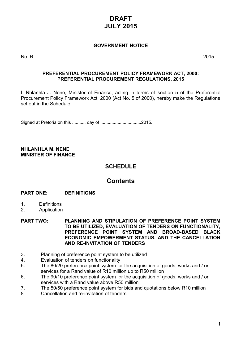 Preferential Procurement Regulations, 2008 Pertaining to the Preferential Procurement Policy