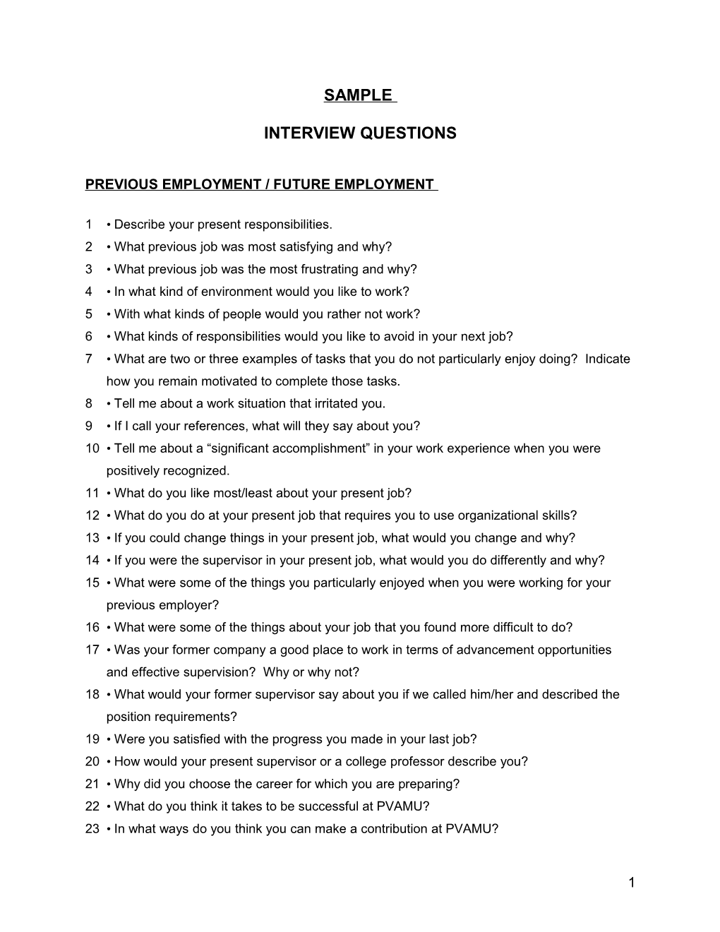 Sample Interview Questions s1