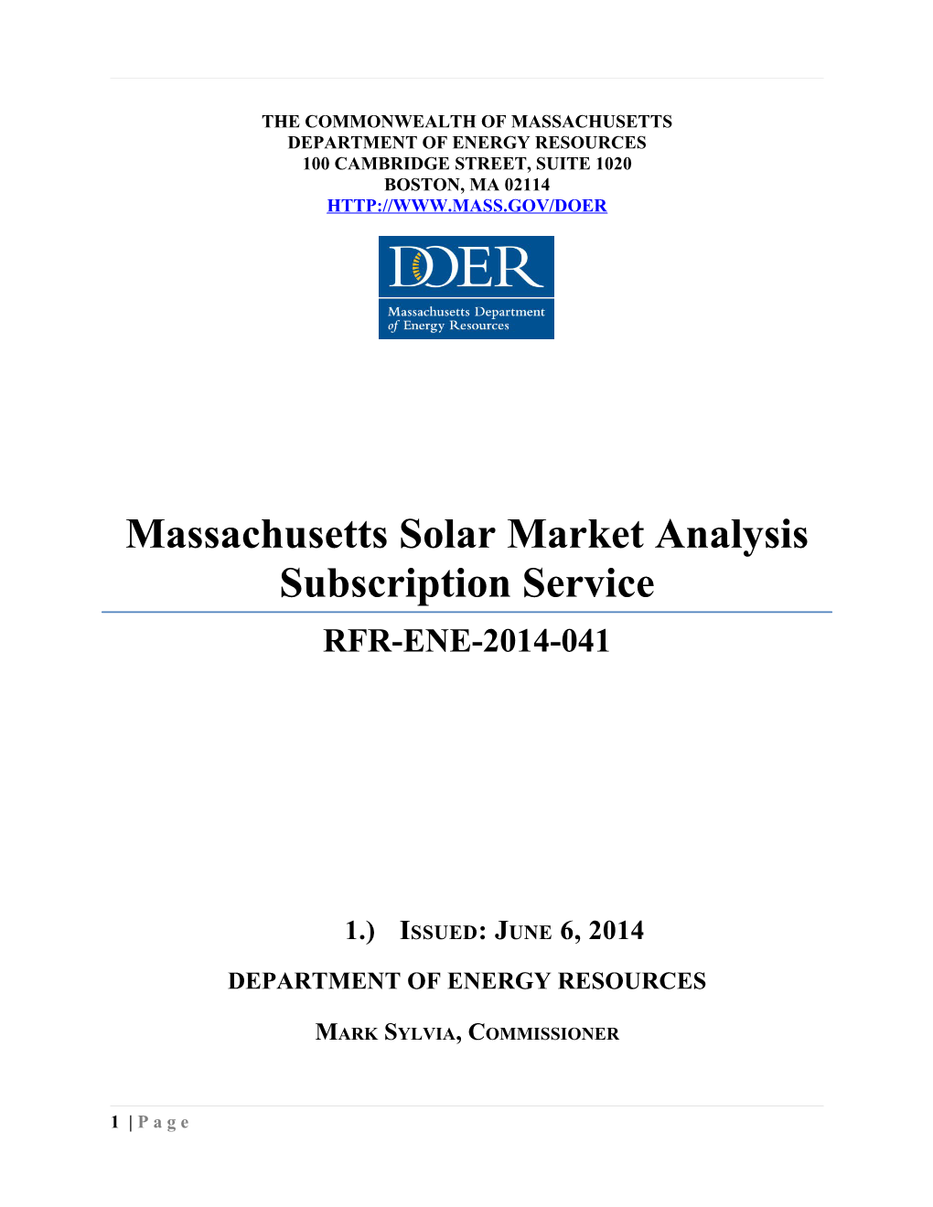 Massachusetts Solar Market Analysis Subscription Service