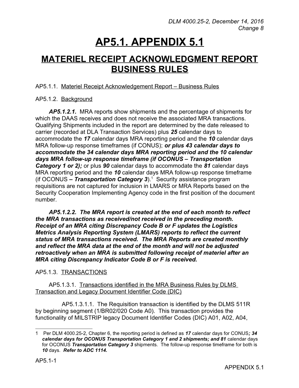 Appendix 5.1 - MRA Report Business Rules