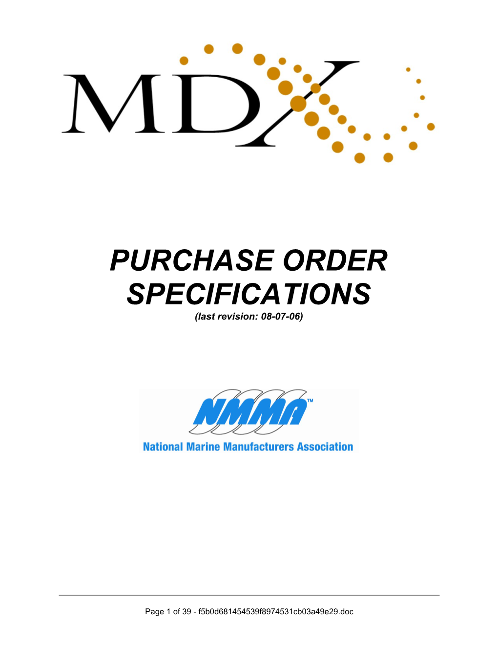 MDX 850 Purchase Order