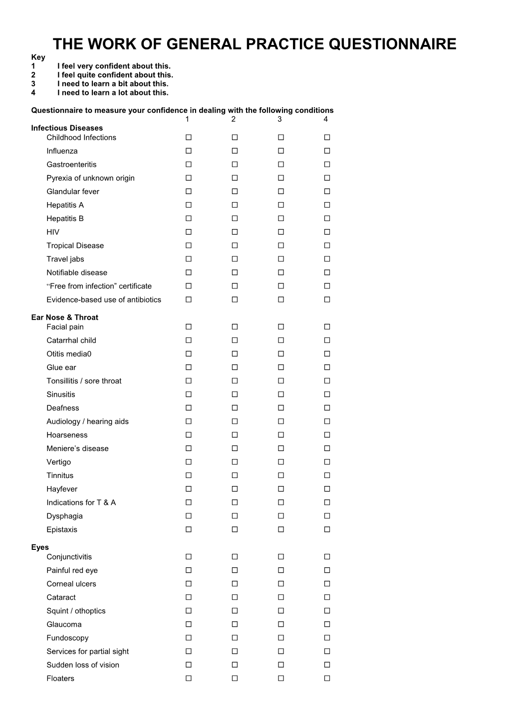 The Work of General Practice Questionnaire