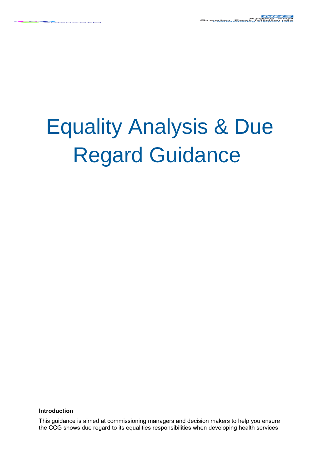 What Is Equality Analysis and Due Regard?