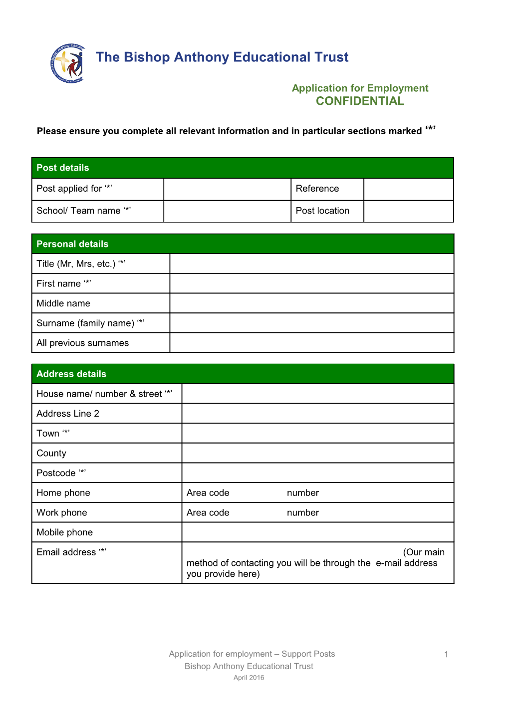 Application for Employment s164