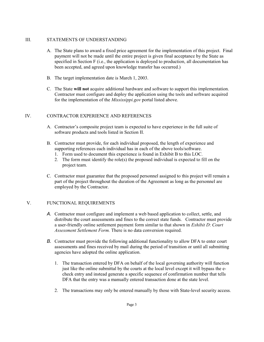 Memorandum for General Proposal Configurations And/Or Additions