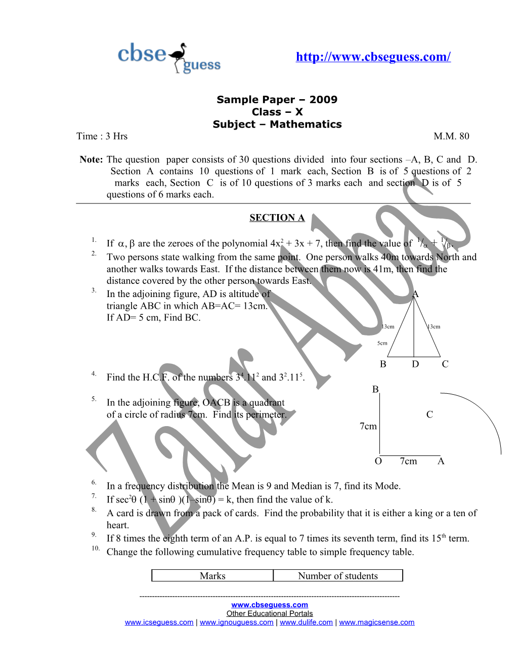 Subject Mathematics s1