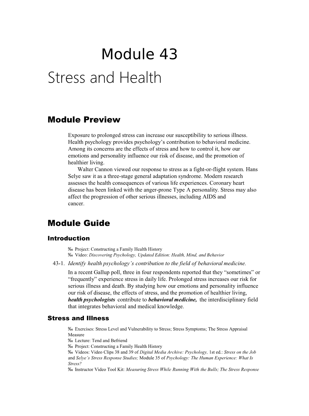 Stress and Health