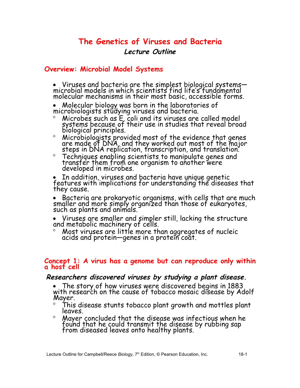 Chapter 18 Microbial Models: the Genetics of Viruses and Bacteria