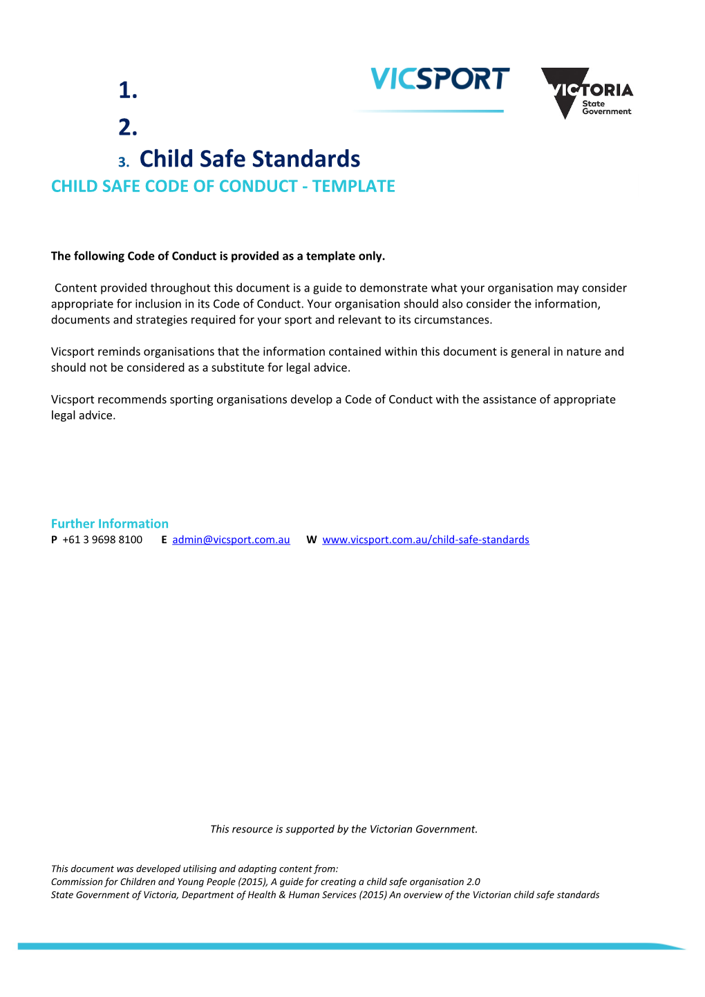 Child Safe Code of Conduct - Template