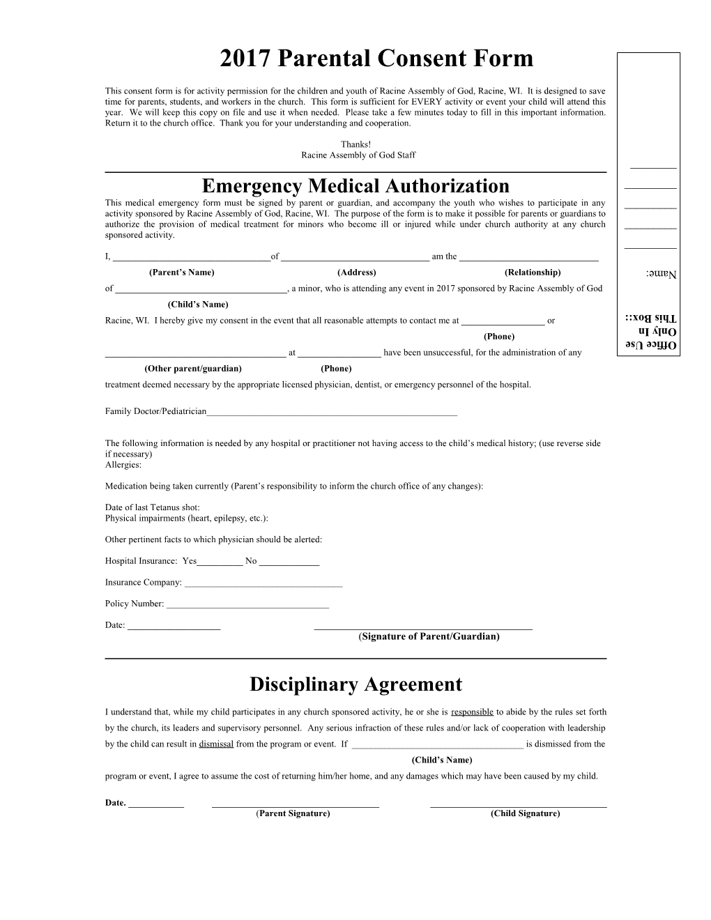 2002 Parental Consent Form