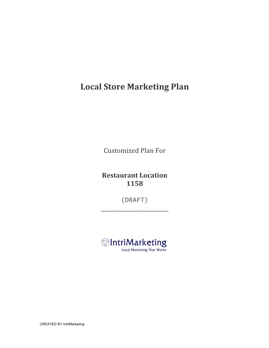 Local Store Marketing Plan