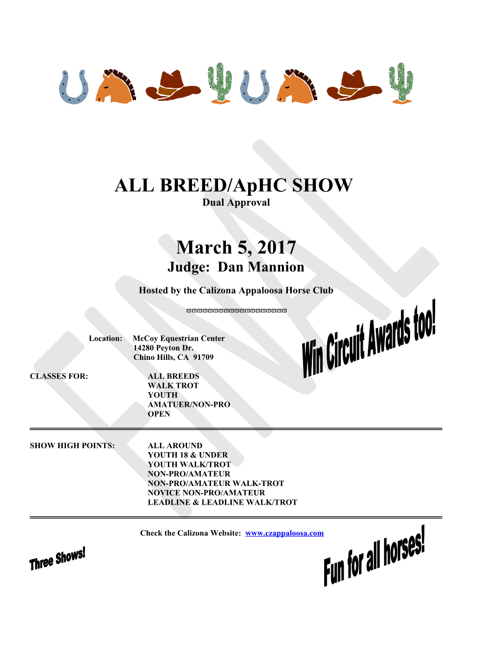 ALL BREED/Aphc SHOW