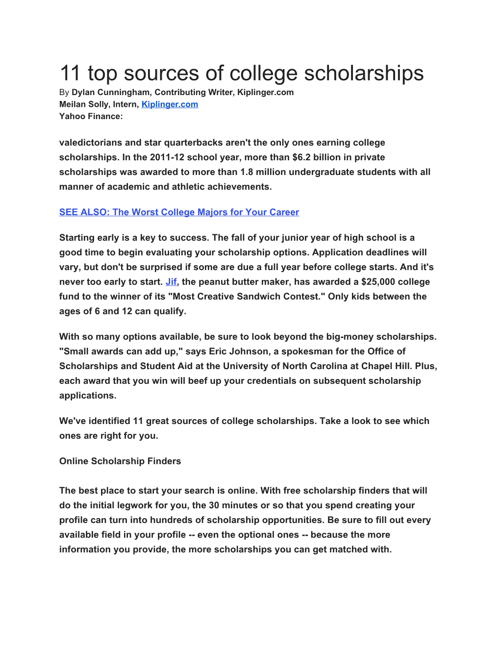 11 Top Sources of College Scholarships