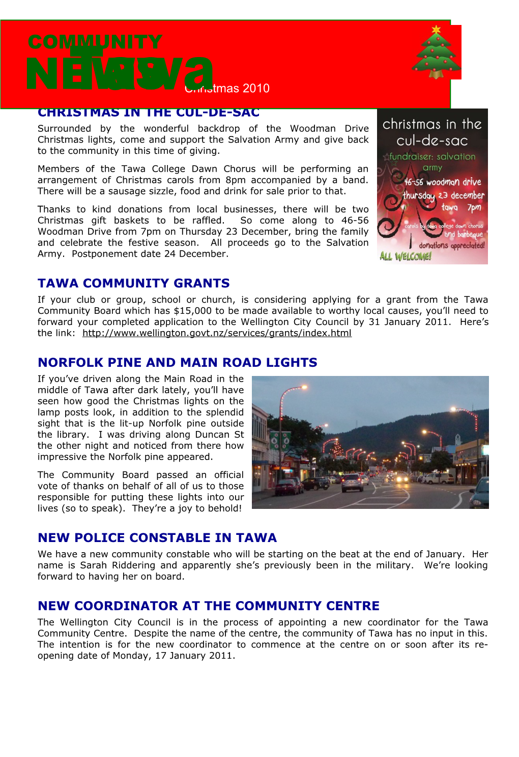 This Community Newsletter Is Compiled Every Month Or So on Behalf of Tawalink.Com, Tawa s1