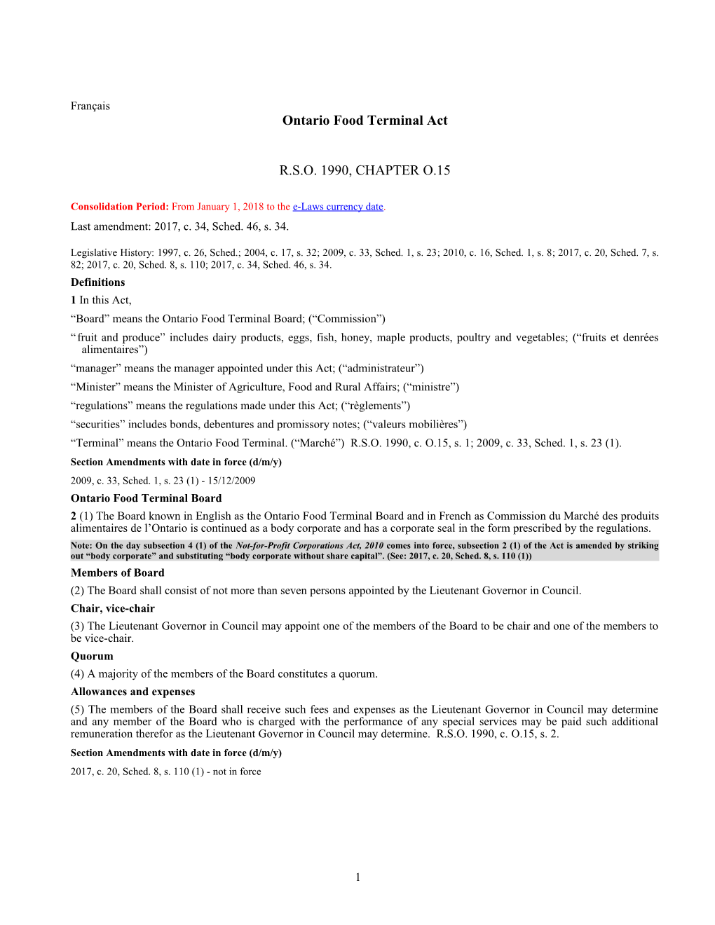 Ontario Food Terminal Act, R.S.O. 1990, C. O.15