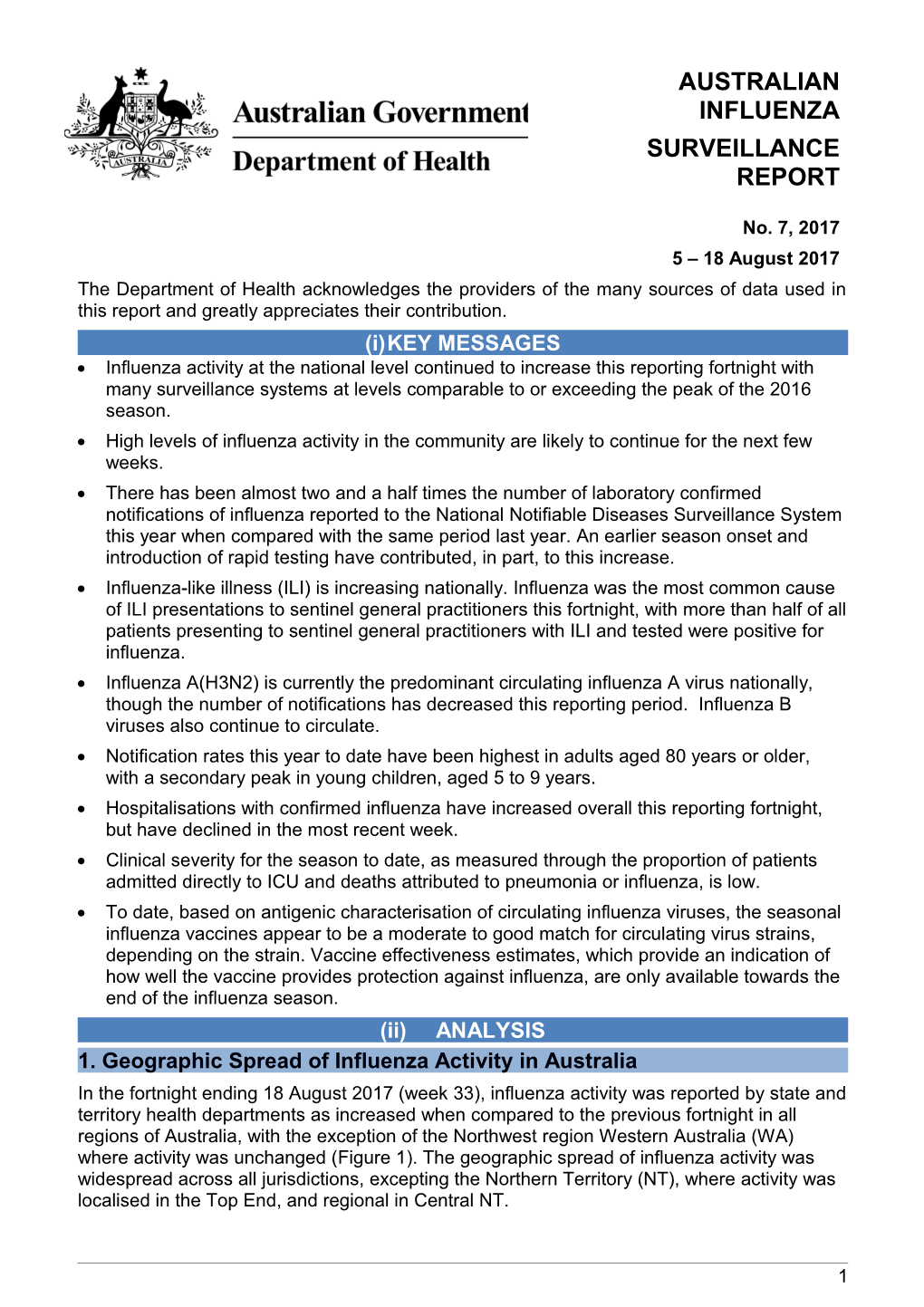 Australian Influenza Surveillance Report 1 to 14 August 2015