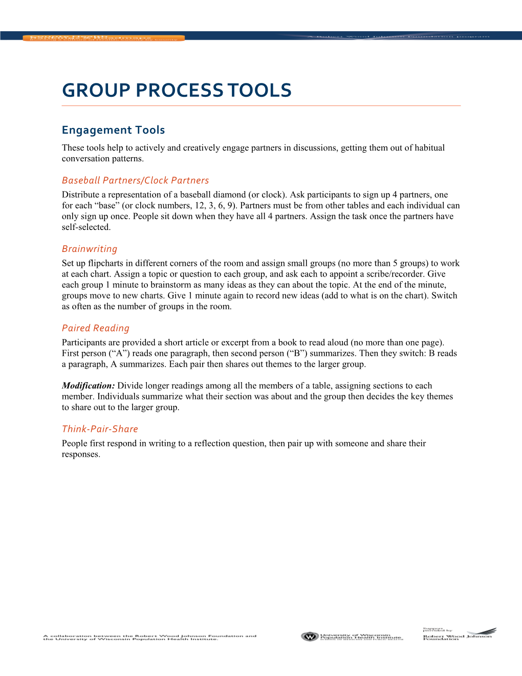 Group Process Tools